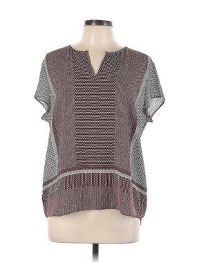 Ann Taylor Women's Burgundy and Black Blouse, Size L